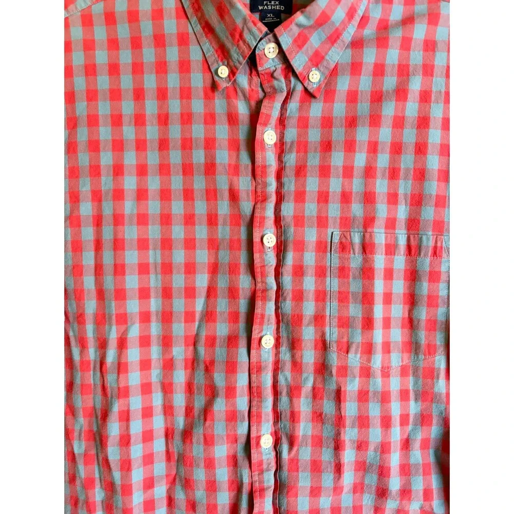 J Crew Flex Washed Slim Fit Plaid Button Down Shirt Mens XL Red Gray Long Sleeve - Picture 3 of 7